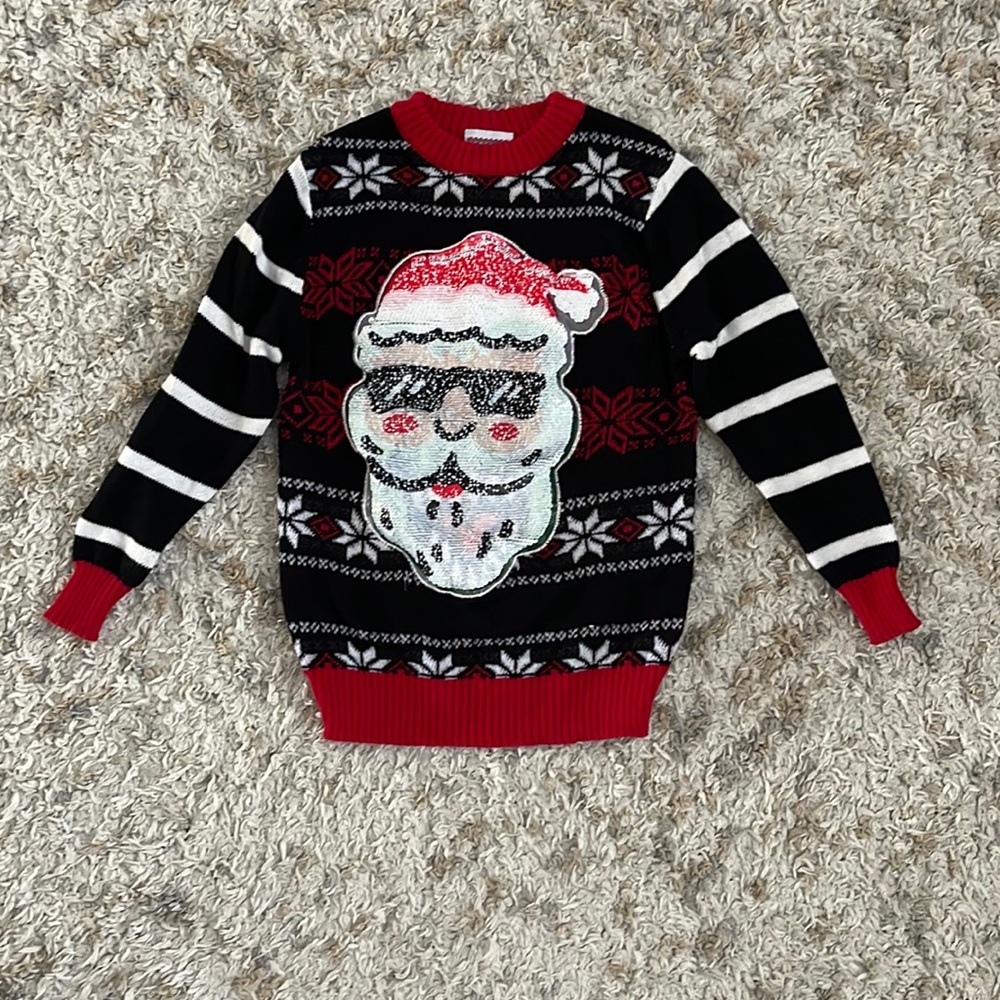 Boys Ugly Christmas Sweater Size XS from Target. Changes from Santa to T-Rex.